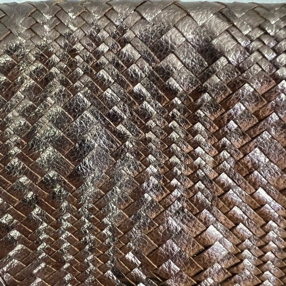 Elliott Lucca Bronze Metallic Woven Leather Convertible Clutch with Strap - Picture 5 of 12